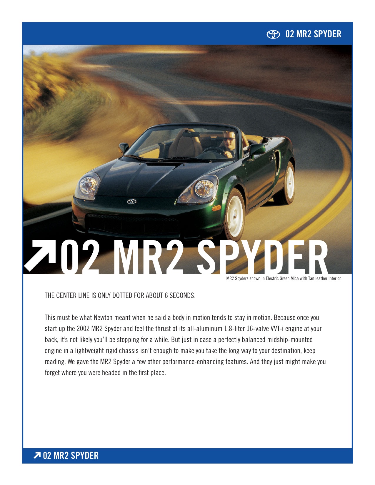 2002 Toyota MR2 Brochure Page 2